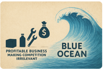 Create blue ocean through making competition irrelevant by winning the race of leveraging technology possibilities