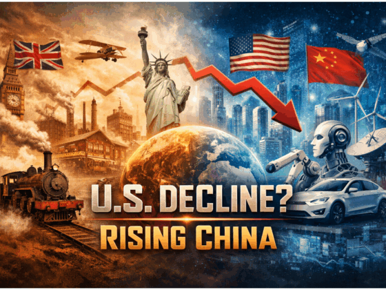 Nations rise and fall due to migration of prosperity because of leadership in taking advantage of industrial dynamics caused by reinvention of major products and processes