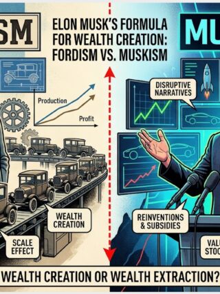 Unlike Fordism, instead of scaling out of innovation, Muskism focuses on inflating valuation out of disruptive innovation narratives