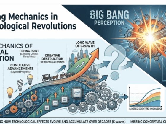 Due to lack of clarity of underlying mechanics, we tend to incorrectly believe that technological or industrial revolutions unfold as a big bang.