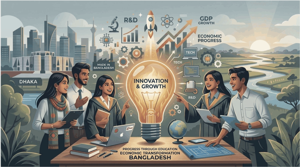 Bangladesh's complex development problem could be solved by driving the evolution of products and production processes through engaging local graduates in R&D